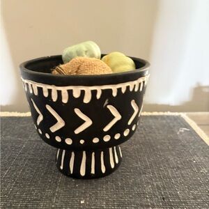 Artisan Black and White Ceramic Bowl home decor thanksgiving vibes Indi handmade